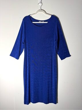 Chico's Travelers Blue 3/4 Sleeve Midi Dress Sz 16
